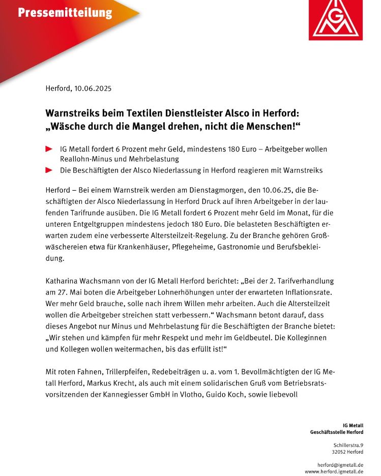 Pressemitteilung Alsco